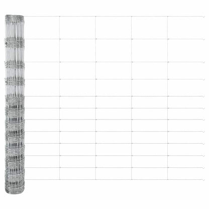 Zaun mit Pfosten Silber 1.4 x 25 m Stahl