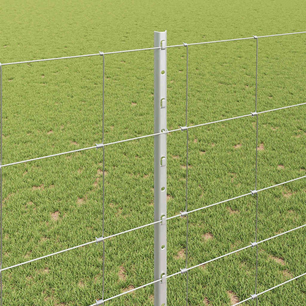 Zaun mit Pfosten Silber 1,4 x 25 m Stahl