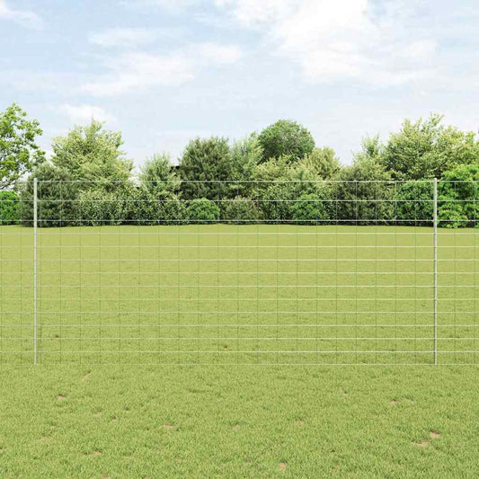 Zaun mit Pfosten Silber 1.4 x 25 m Stahl