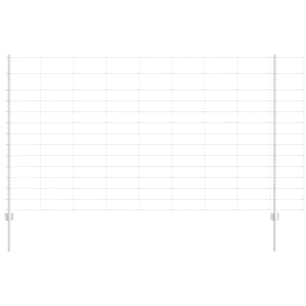 Zaun mit Pfosten Silber 1.4 x 25 m Stahl