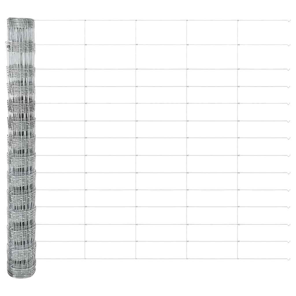 Zaun mit Pfosten Silber 1.4 x 25 m Stahl