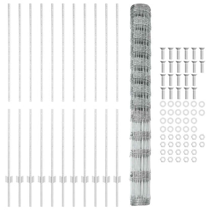 Zaun mit Pfosten Silber 1.5 x 25 m Stahl