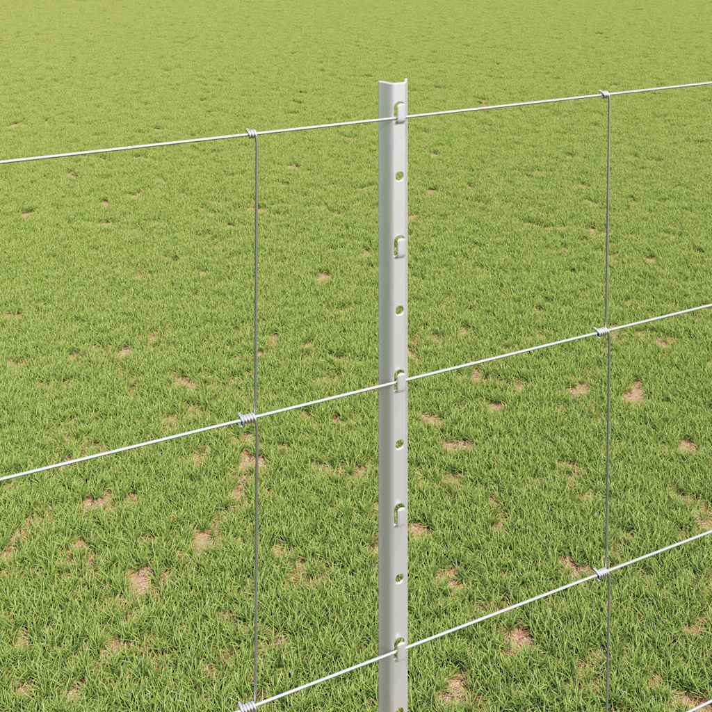Zaun mit Pfosten Silber 1,5 x 25 m Stahl
