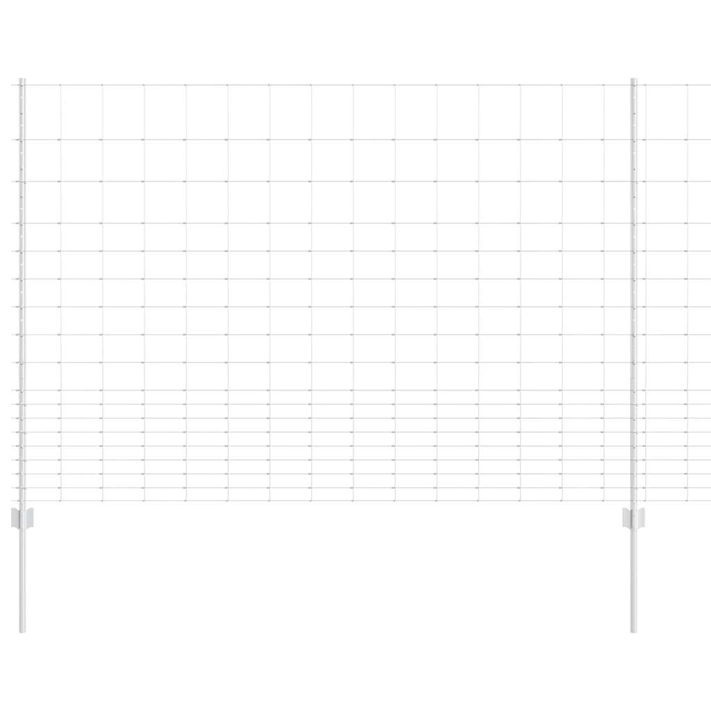 Zaun mit Pfosten Silber 1.5 x 25 m Stahl