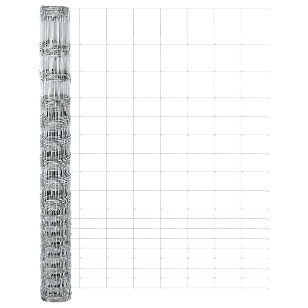 Zaun mit Pfosten Silber 1.5 x 25 m Stahl