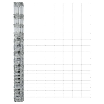 Zaun mit Pfosten Silber 1.5 x 25 m Stahl