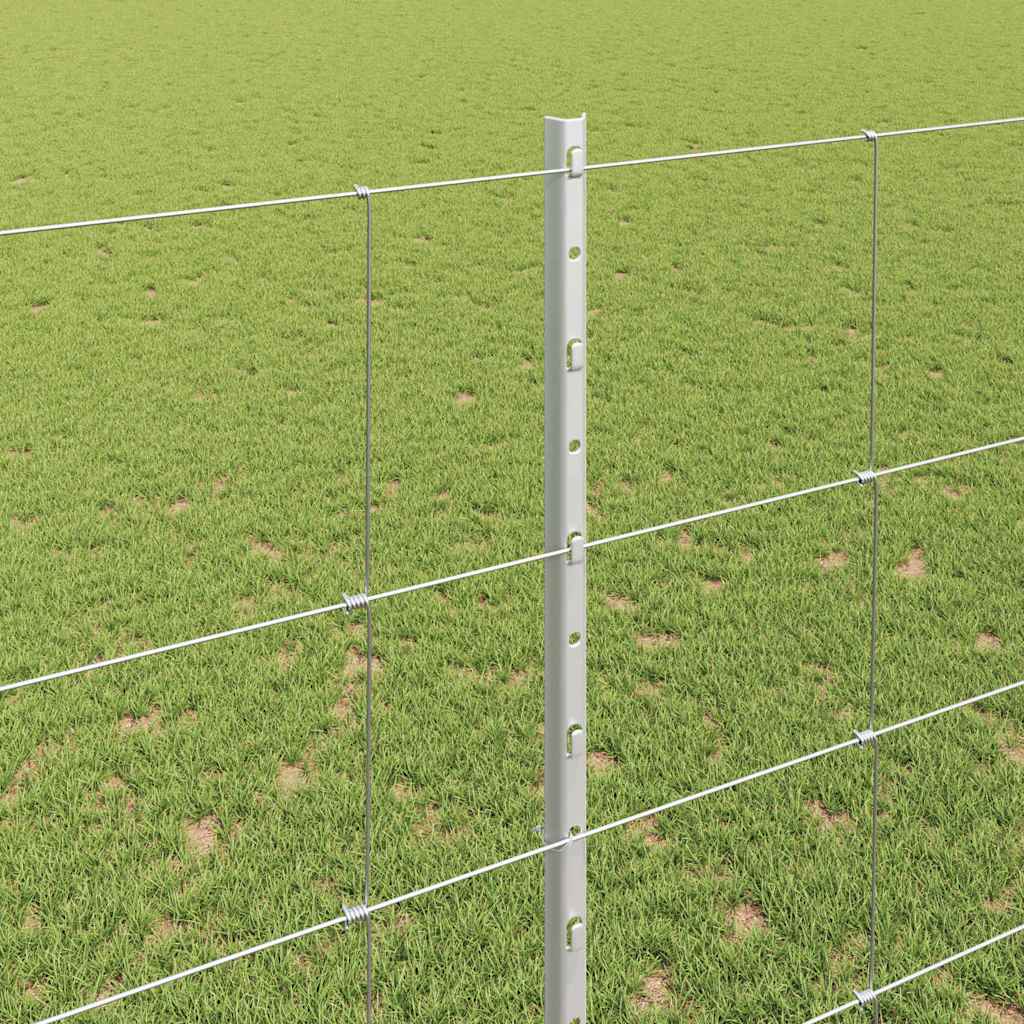 Zaun mit Pfosten Silber 1,5 x 25 m Stahl