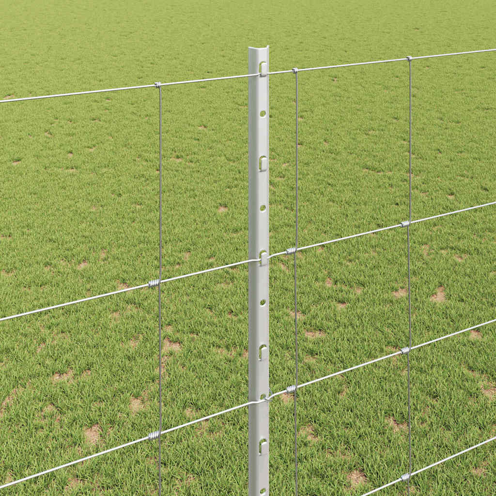 Zaun mit Pfosten Silber 1.6 x 25 m Stahl