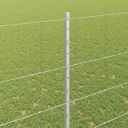 Zaun mit Pfosten Silber 1.6 x 25 m Stahl