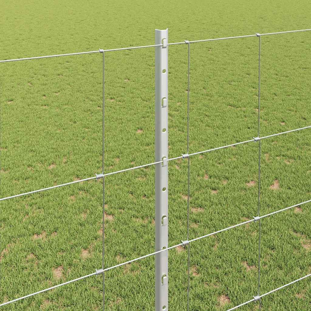 Zaun mit Pfosten Silber 1.6 x 25 m Stahl
