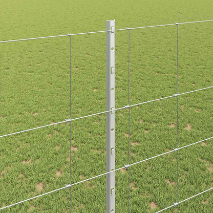 Zaun mit Pfosten Silber 1.6 x 25 m Stahl
