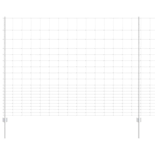 Zaun mit Pfosten Silber 1.6 x 25 m Stahl