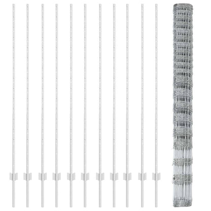 Zaun mit Pfosten Silber 1.6 x 25 m Stahl