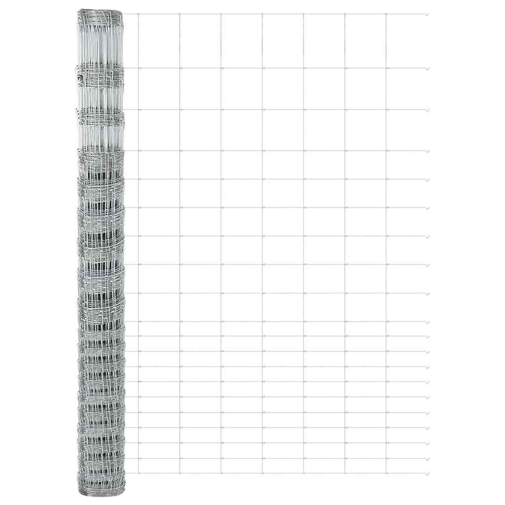 Zaun mit Pfosten Silber 1.6 x 25 m Stahl