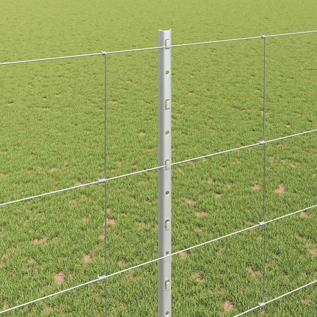 Zaun mit Pfosten Silber 1.6 x 25 m Stahl