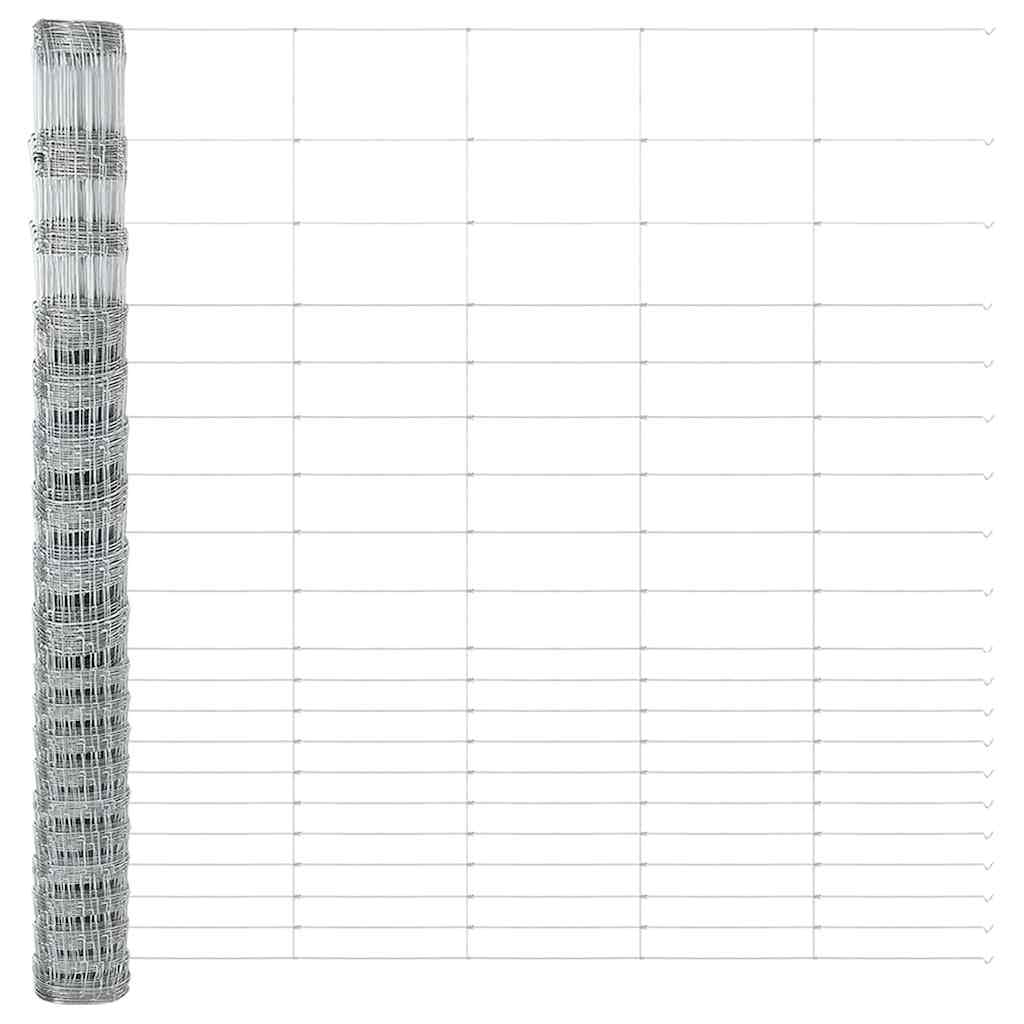 Zaun mit Pfosten Silber 1.6 x 25 m Stahl