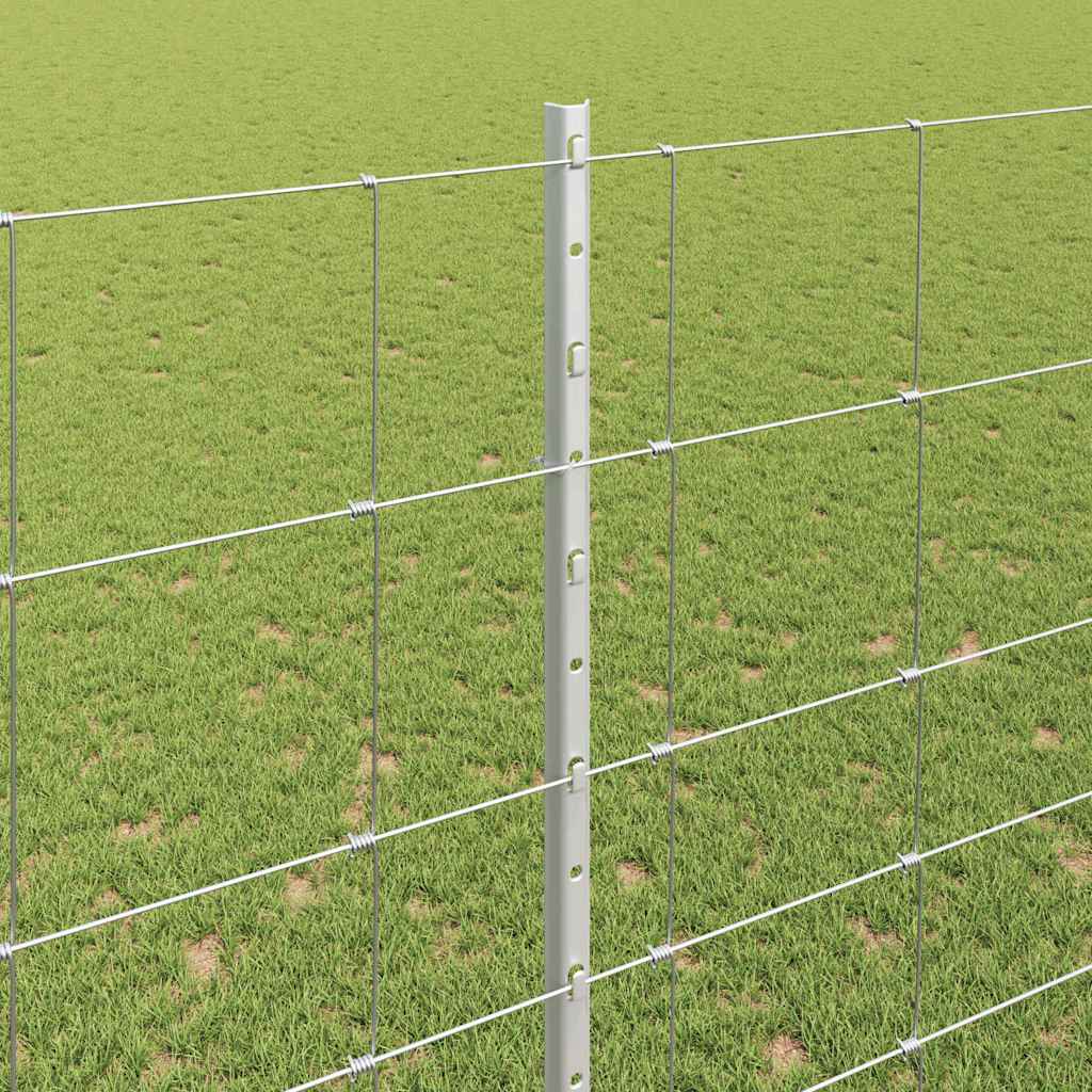 Zaun mit Pfosten Silber 1.6 x 25 m Stahl