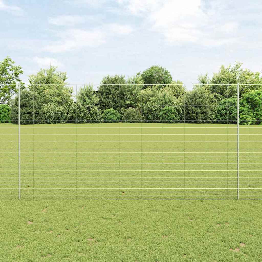 Zaun mit Pfosten Silber 1.6 x 25 m Stahl