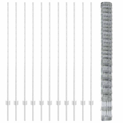 Zaun mit Pfosten Silber 1.6 x 25 m Stahl