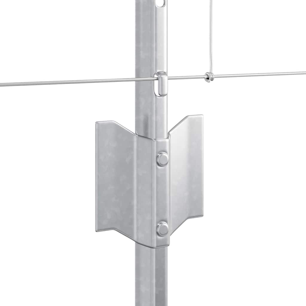 Zaun mit Pfosten Silber 0,8 x 50 m Stahl