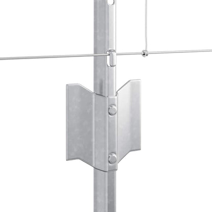 Zaun mit Pfosten Silber 0,8 x 50 m Stahl