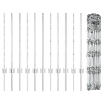 Zaun mit Pfosten Silber 0,8 x 50 m Stahl