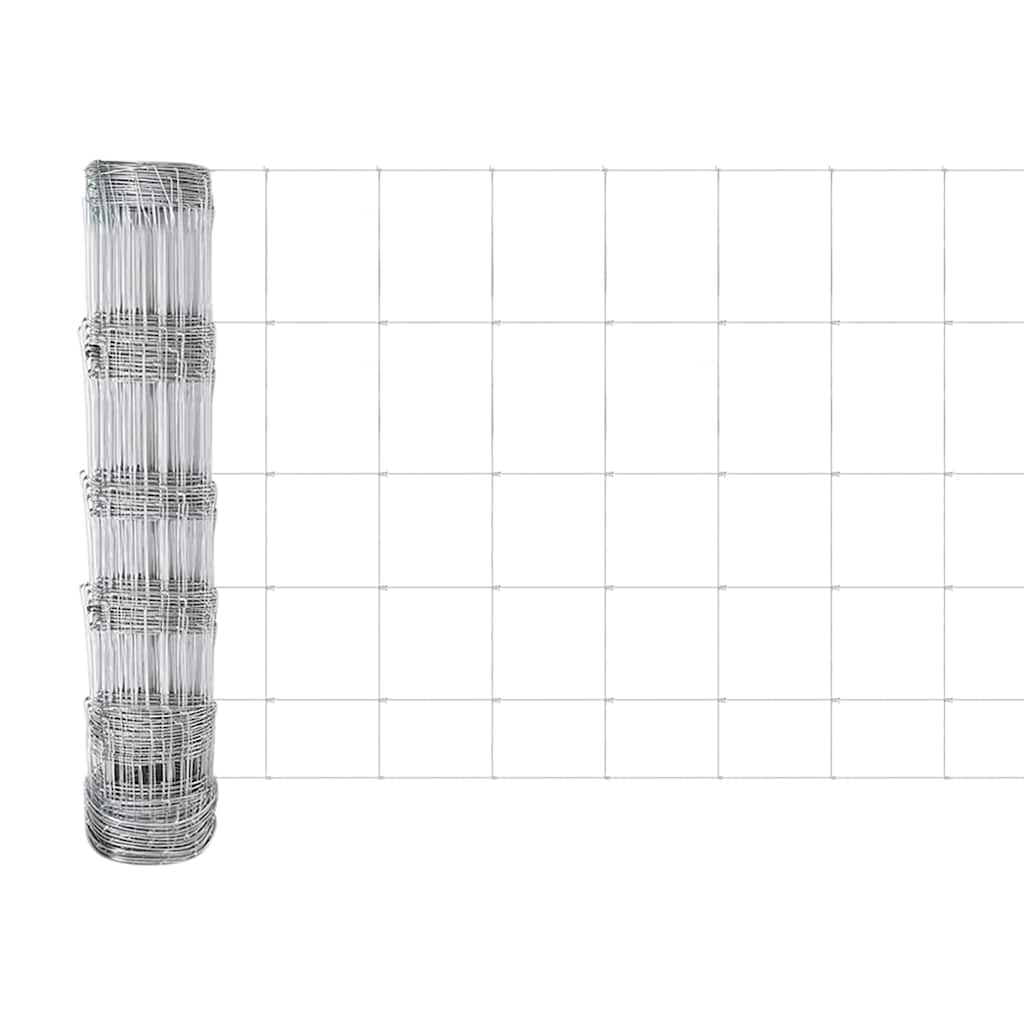 Zaun mit Pfosten Silber 0,8 x 50 m Stahl