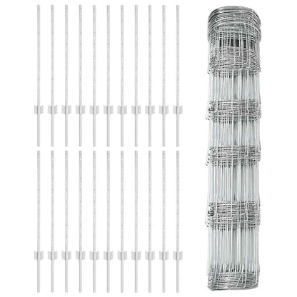 Zaun mit Pfosten Silber 0,8 x 50 m Stahl