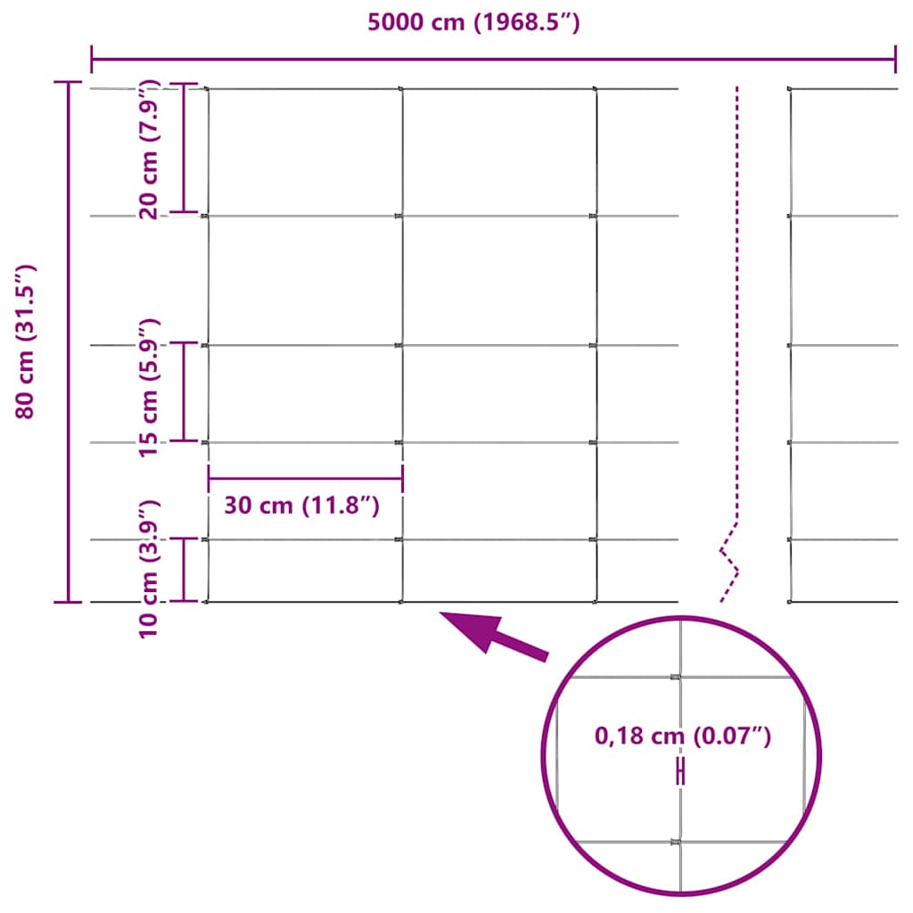 Zaun mit Pfosten Silber 0,8 x 50 m Stahl