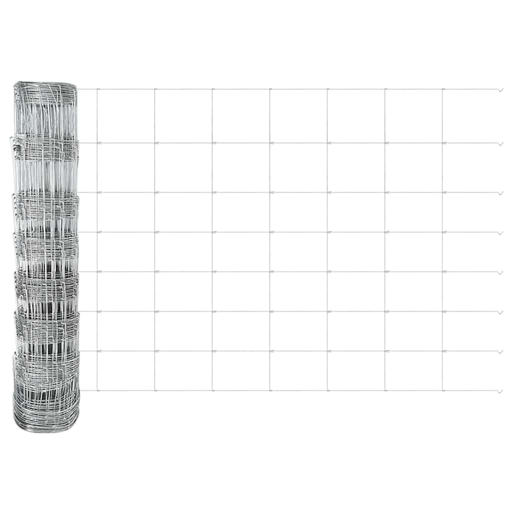 Zaun mit Pfosten Silber 0,8 x 50 m Stahl