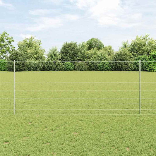 Zaun mit Pfosten Silber 1 x 50 m Stahl