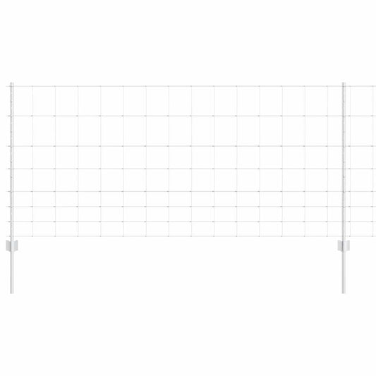 Zaun mit Pfosten Silber 1 x 50 m Stahl