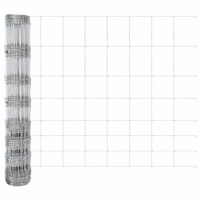 Zaun mit Pfosten Silber 1 x 50 m Stahl