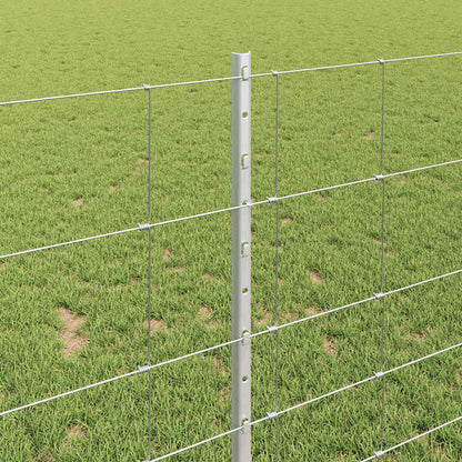 Zaun mit Pfosten Silber 1 x 50 m Stahl