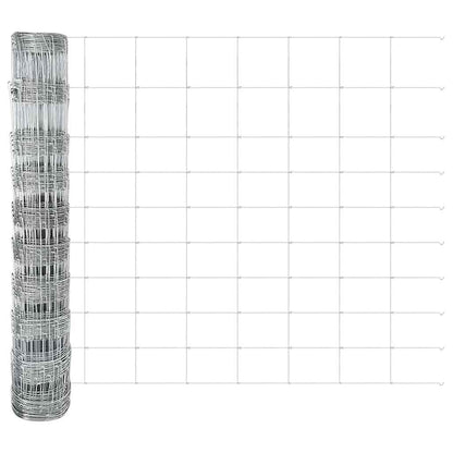 Zaun mit Pfosten Silber 1 x 50 m Stahl