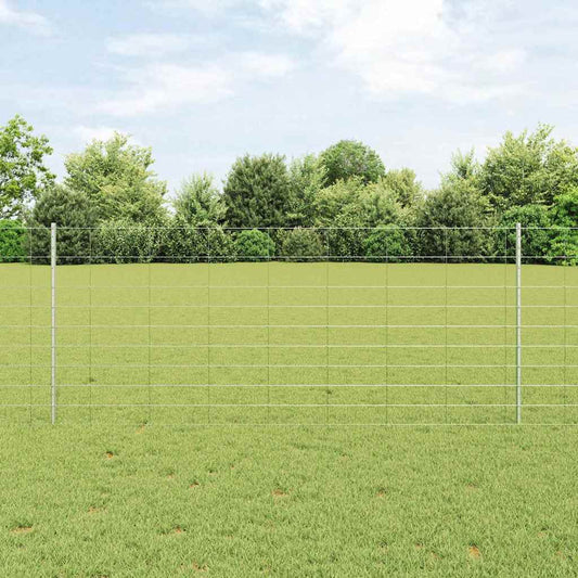Zaun mit Pfosten Silber 1 x 50 m Stahl