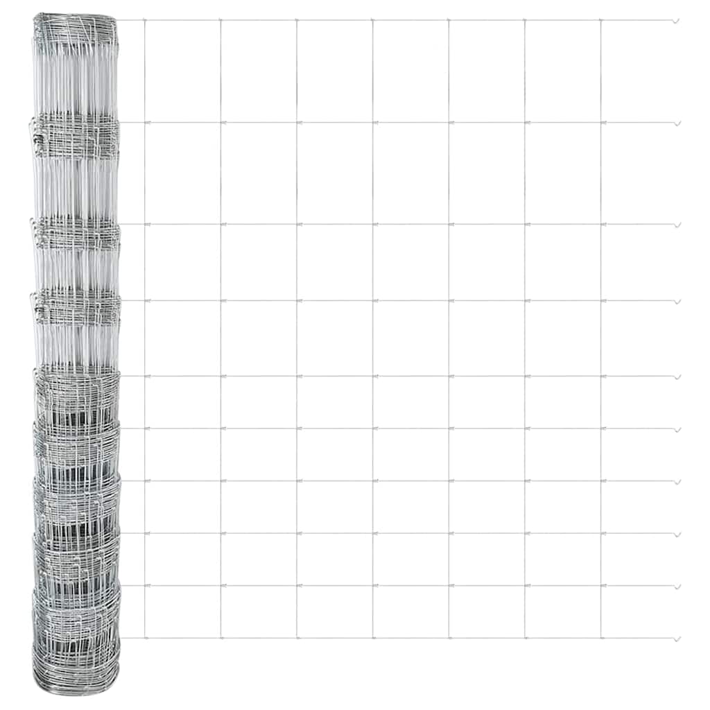 Zaun mit Pfosten Silber 1.2 x 50 m Stahl