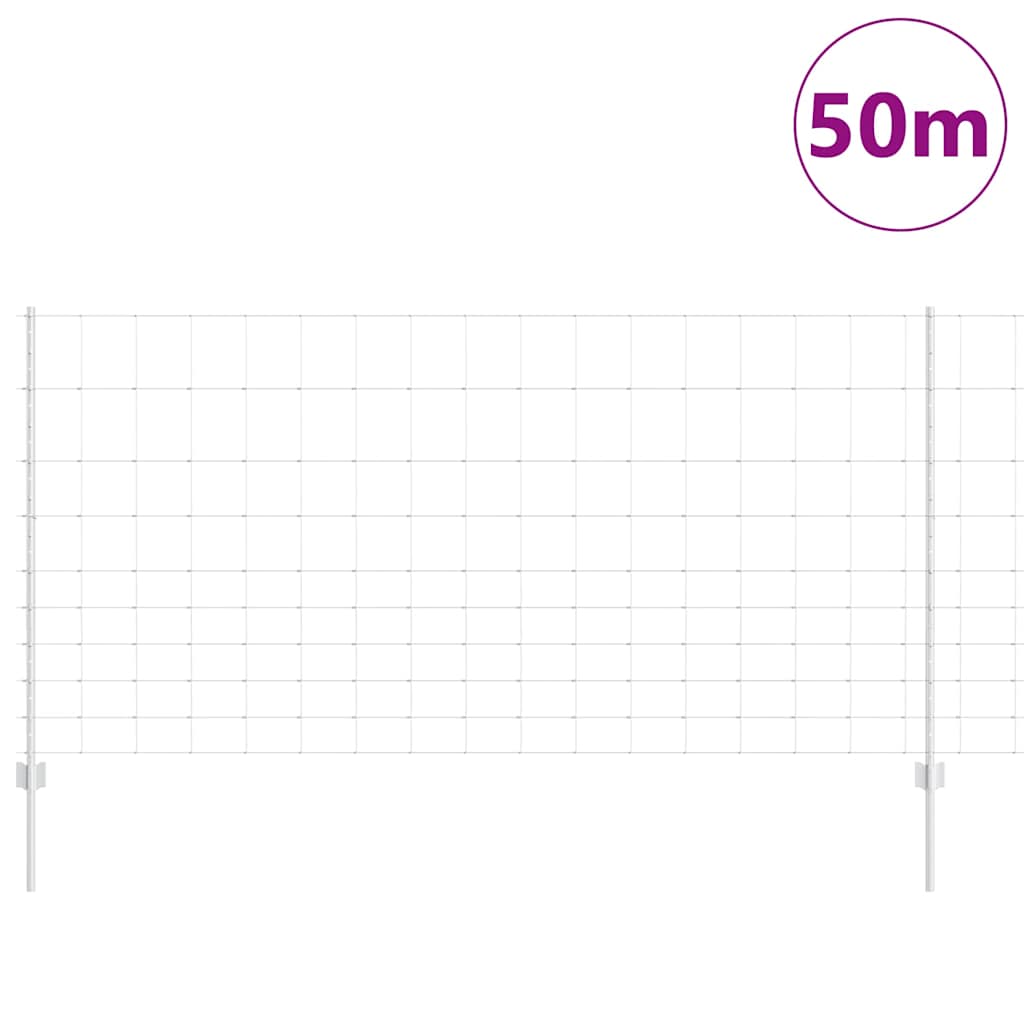 Zaun mit Pfosten Silber 1.2 x 50 m Stahl
