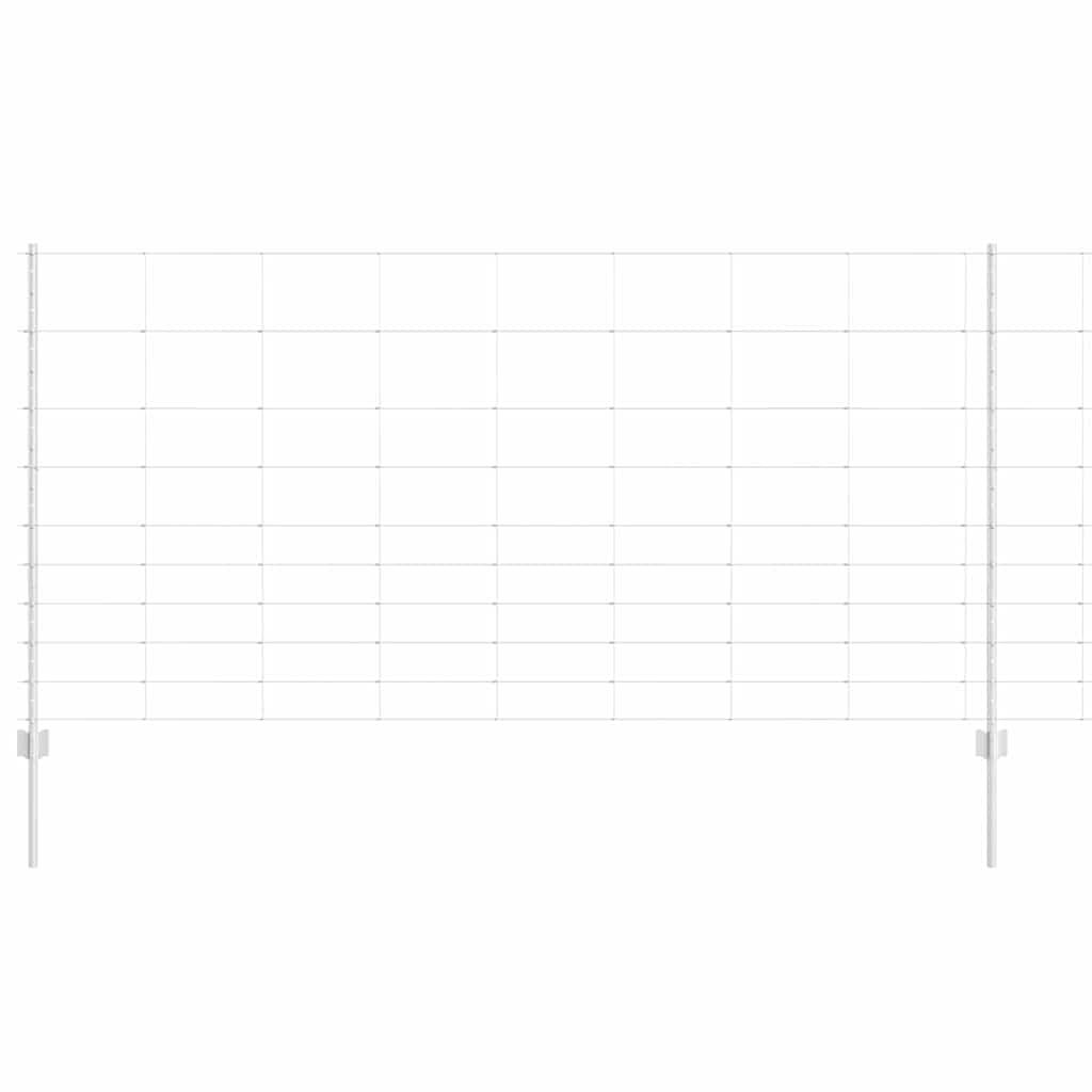 Zaun mit Pfosten Silber 1.2 x 50 m Stahl