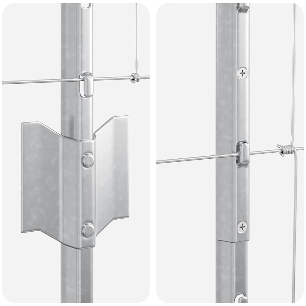 Zaun mit Pfosten Silber 1.2 x 50 m Stahl