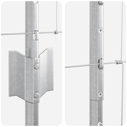 Zaun mit Pfosten Silber 1.2 x 50 m Stahl