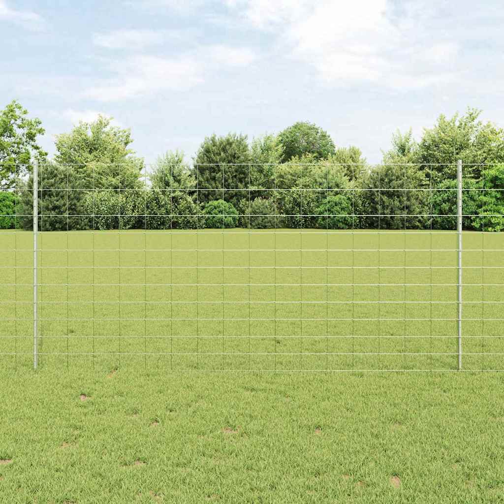 Zaun mit Pfosten Silber 1.2 x 50 m Stahl