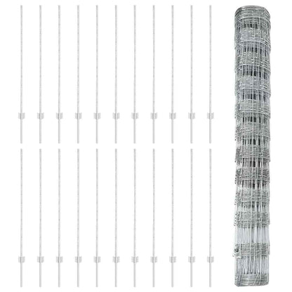 Zaun mit Pfosten Silber 1.2 x 50 m Stahl