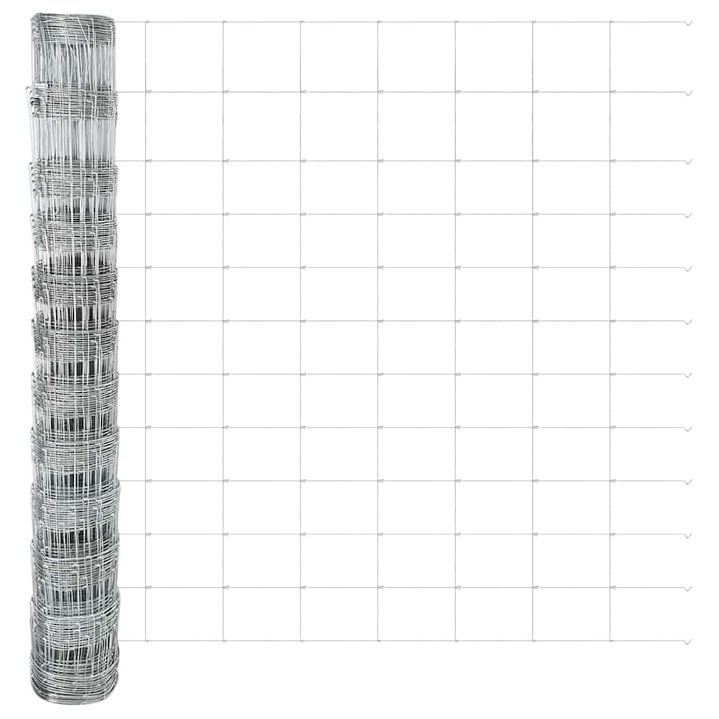 Zaun mit Pfosten Silber 1.2 x 50 m Stahl