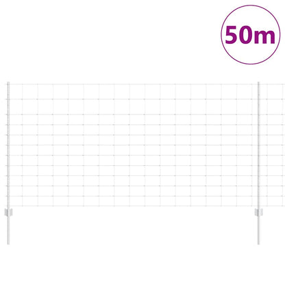 Zaun mit Pfosten Silber 1.2 x 50 m Stahl