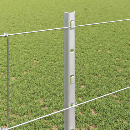 Zaun mit Pfosten Silber 1,2 x 50 m Stahl