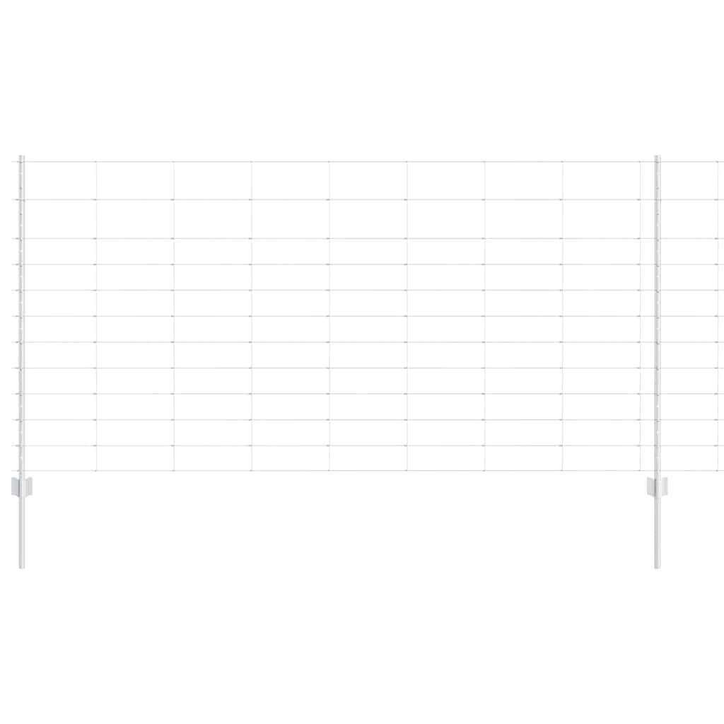 Zaun mit Pfosten Silber 1.2 x 50 m Stahl