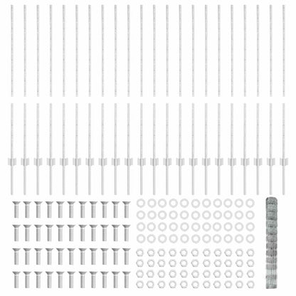 Zaun mit Pfosten Silber 1.2 x 50 m Stahl
