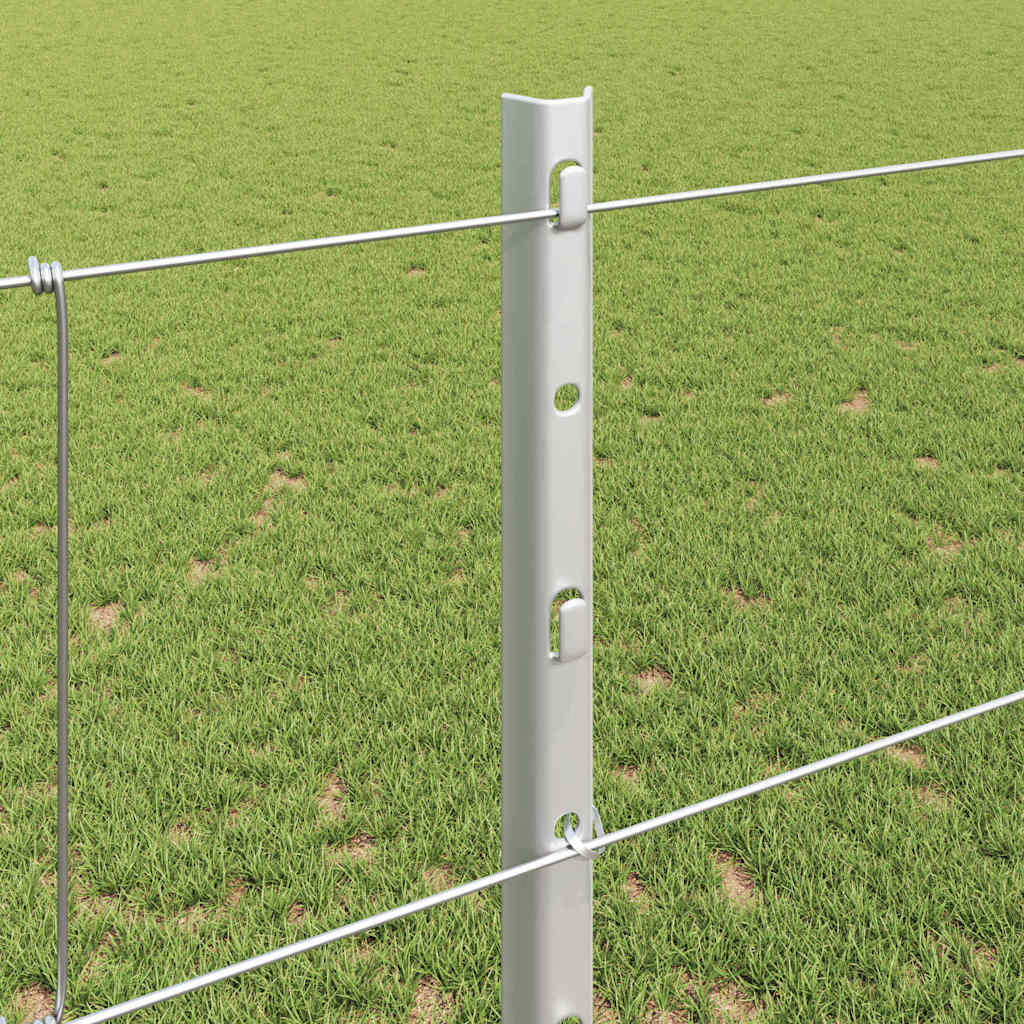 Zaun mit Pfosten Silber 1,2 x 50 m Stahl