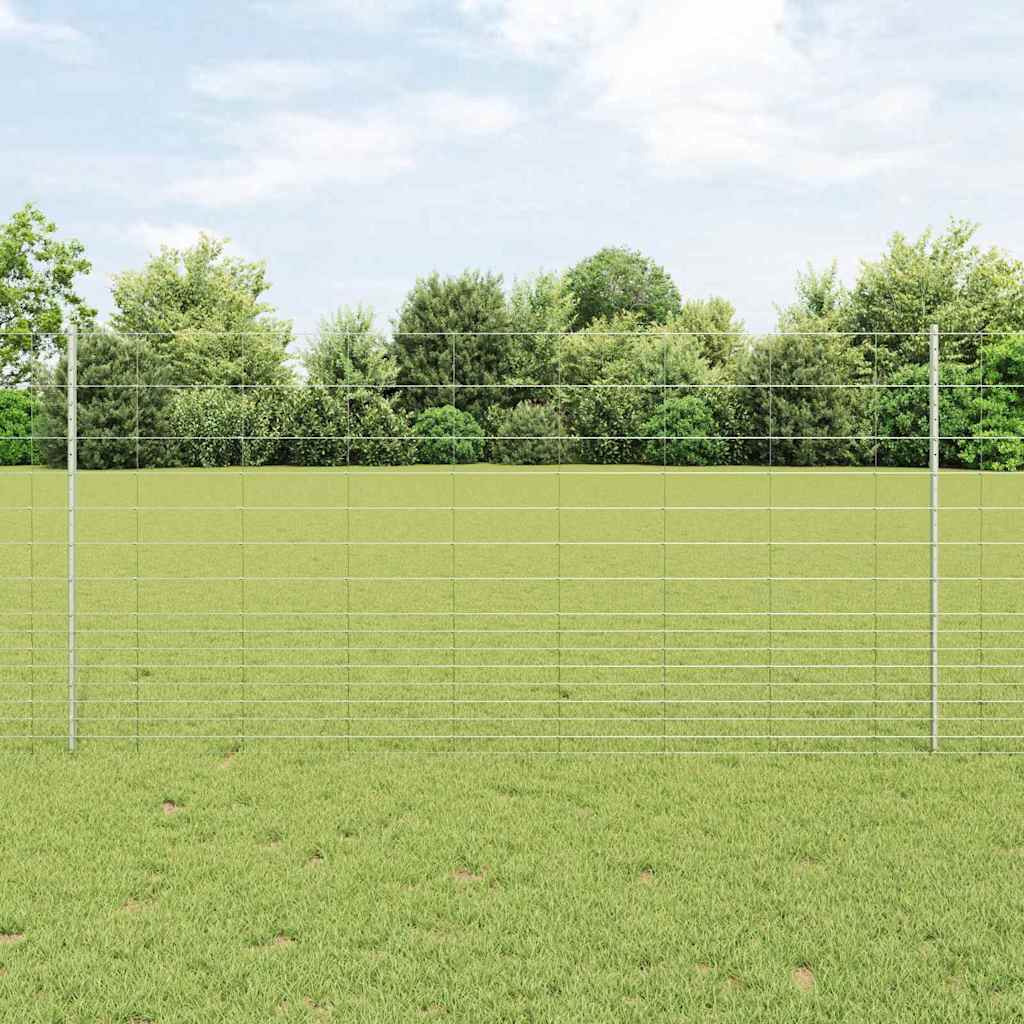 Zaun mit Pfosten Silber 1.2 x 50 m Stahl